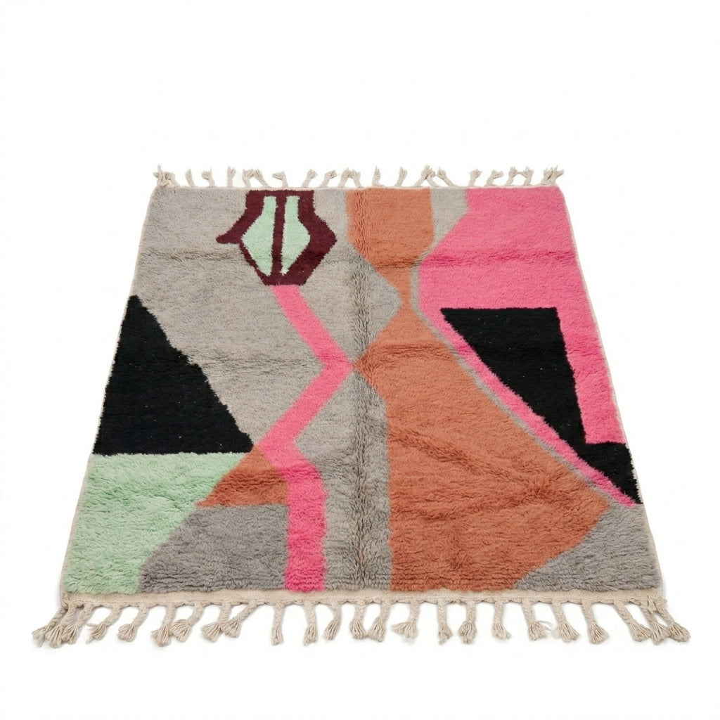 Sunset Mosaic Boujaad rug — full rug on white studio background