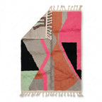 Sunset Mosaic Boujaad rug — folded corner showing plush pile depth
