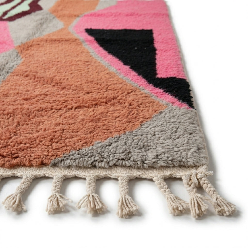 Sunset Mosaic Boujaad rug — wool pile texture close-up