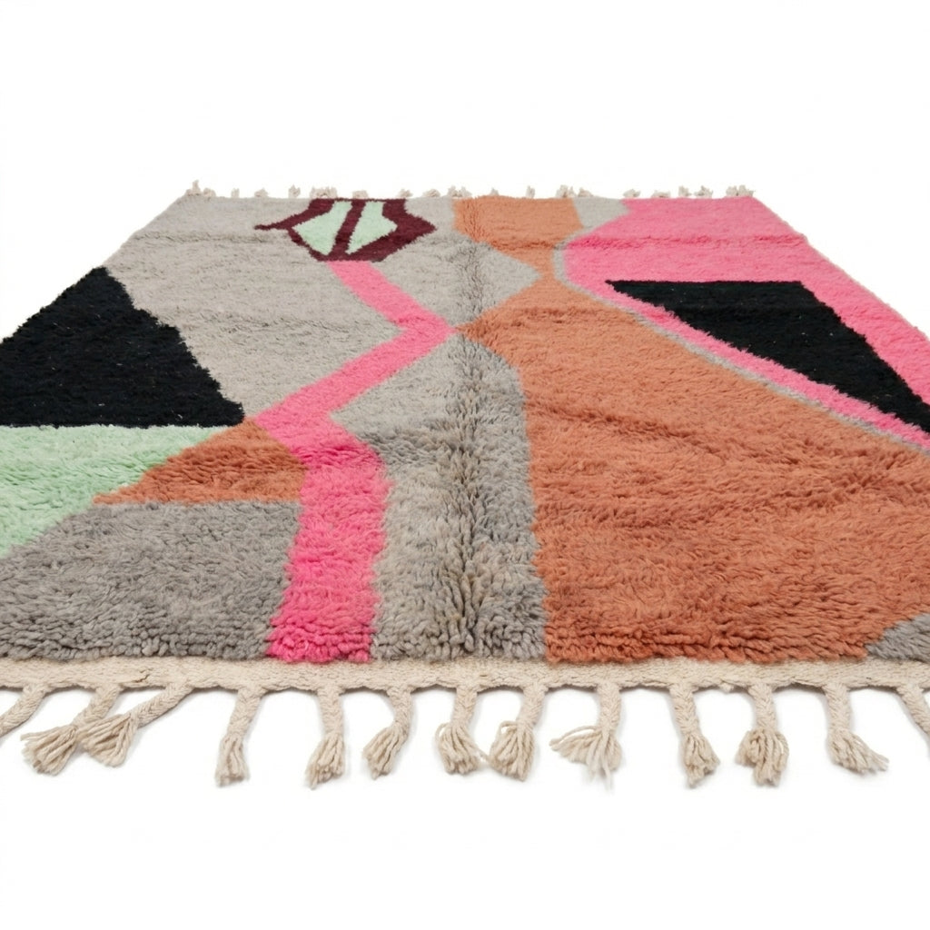 Sunset Mosaic Boujaad rug — wool pile texture close-up