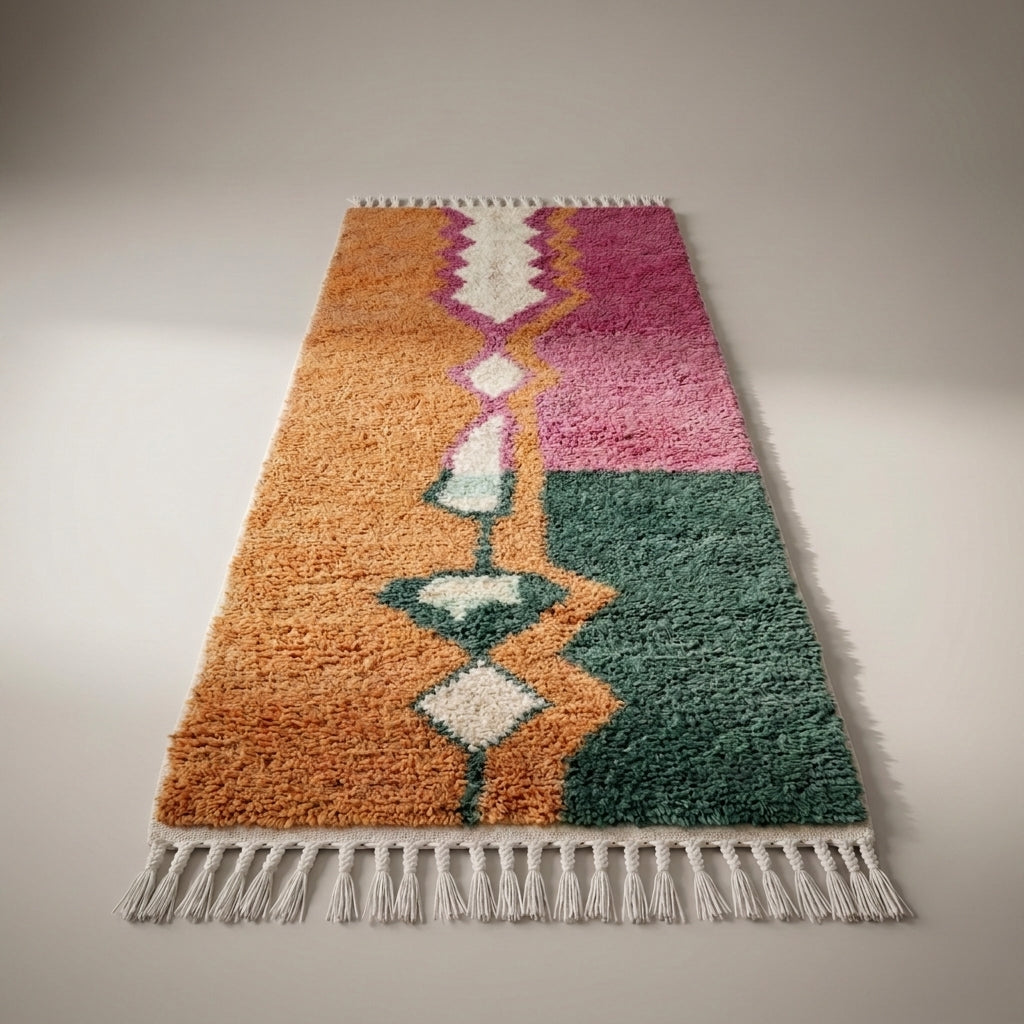 Terracotta Trail Moroccan Runner Rug - handwoven Berber wool