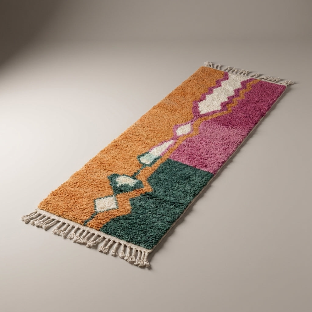 Terracotta Trail Moroccan Runner Rug - handwoven Berber wool detail