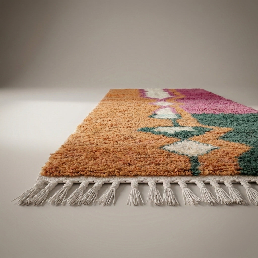 Terracotta Trail Moroccan Runner Rug - handwoven Berber wool detail