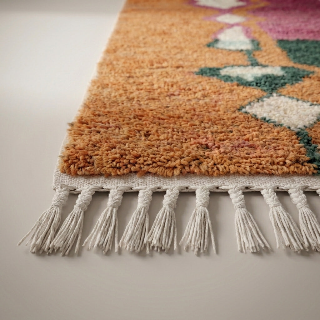 Terracotta Trail Moroccan Runner Rug - handwoven Berber wool detail