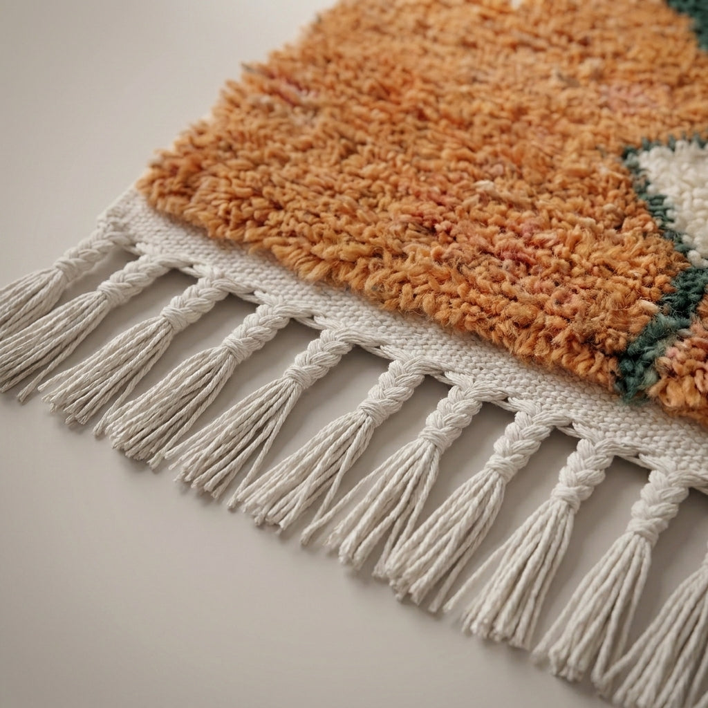 Terracotta Trail Moroccan Runner Rug - handwoven Berber wool detail