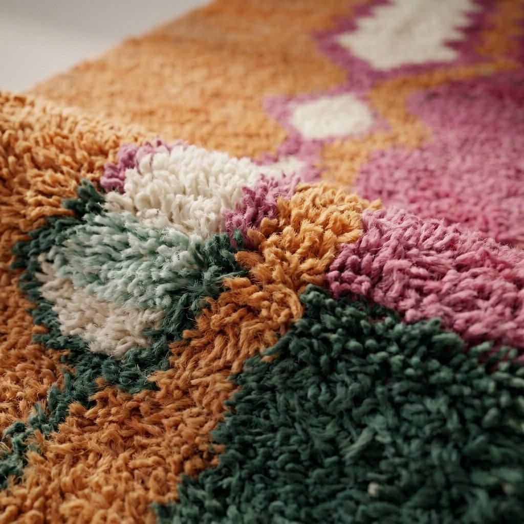 Terracotta Trail Moroccan Runner Rug - handwoven Berber wool detail
