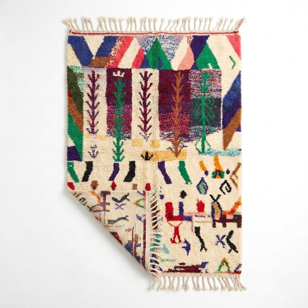 Tribal Canvas Azilal rug — folded corner showing plush pile depth