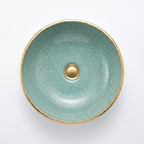 Turquoise Crackle Gold Moroccan ceramic sink - top view