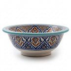 Turquoise Fessi Heritage Moroccan ceramic sink - white background studio view