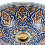 Turquoise Fessi Heritage Moroccan ceramic sink - macro of Fessi pattern