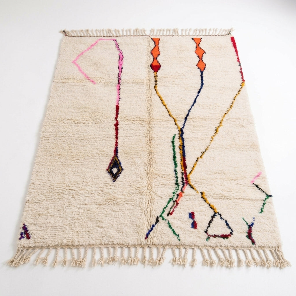 Whisper Lines Azilal rug — full rug on white studio background