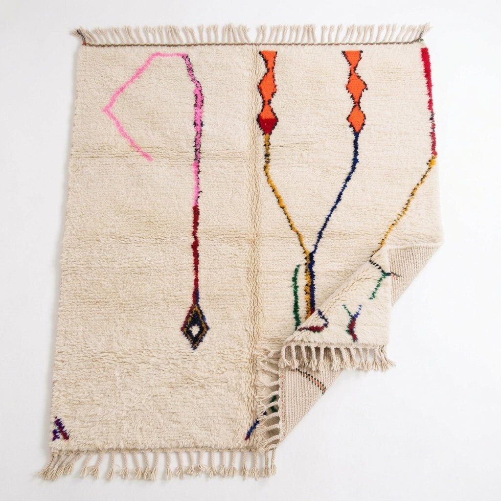 Whisper Lines Azilal rug — folded corner showing plush pile depth