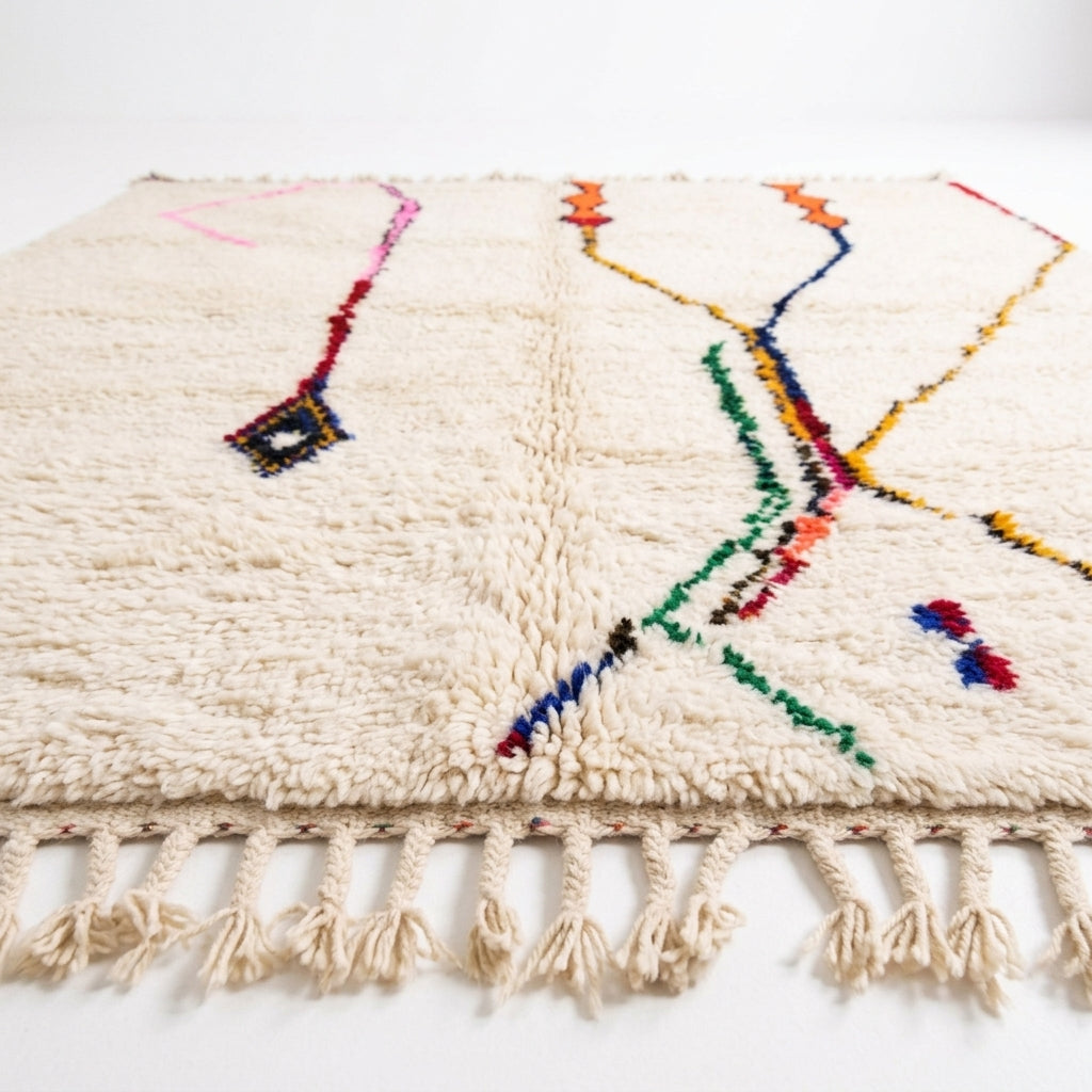 Whisper Lines Azilal rug — wool pile texture close-up