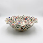 Wildflower Ruffle Moroccan ceramic sink - top view of folk flower interior