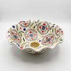 Wildflower Ruffle Moroccan ceramic sink - detail of dotted medallions