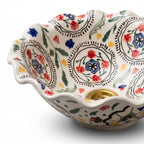 Wildflower Ruffle Moroccan ceramic sink - macro close-up of hand-painted flowers