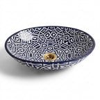 Zellige Knot Oval Moroccan ceramic sink - top view of geometric interior