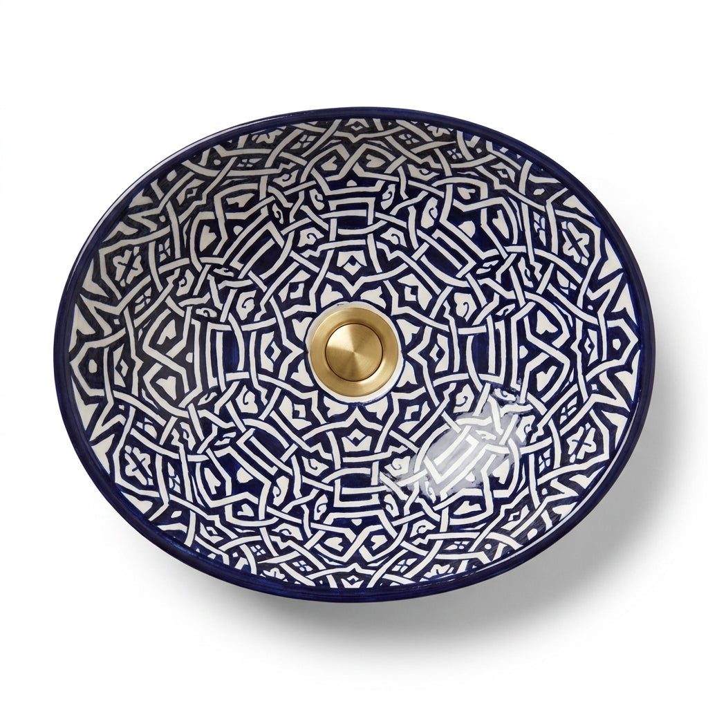 Zellige Knot Oval Moroccan ceramic sink - profile of oval silhouette