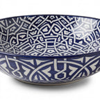 Zellige Knot Oval Moroccan ceramic sink - close-up of navy strapwork detail