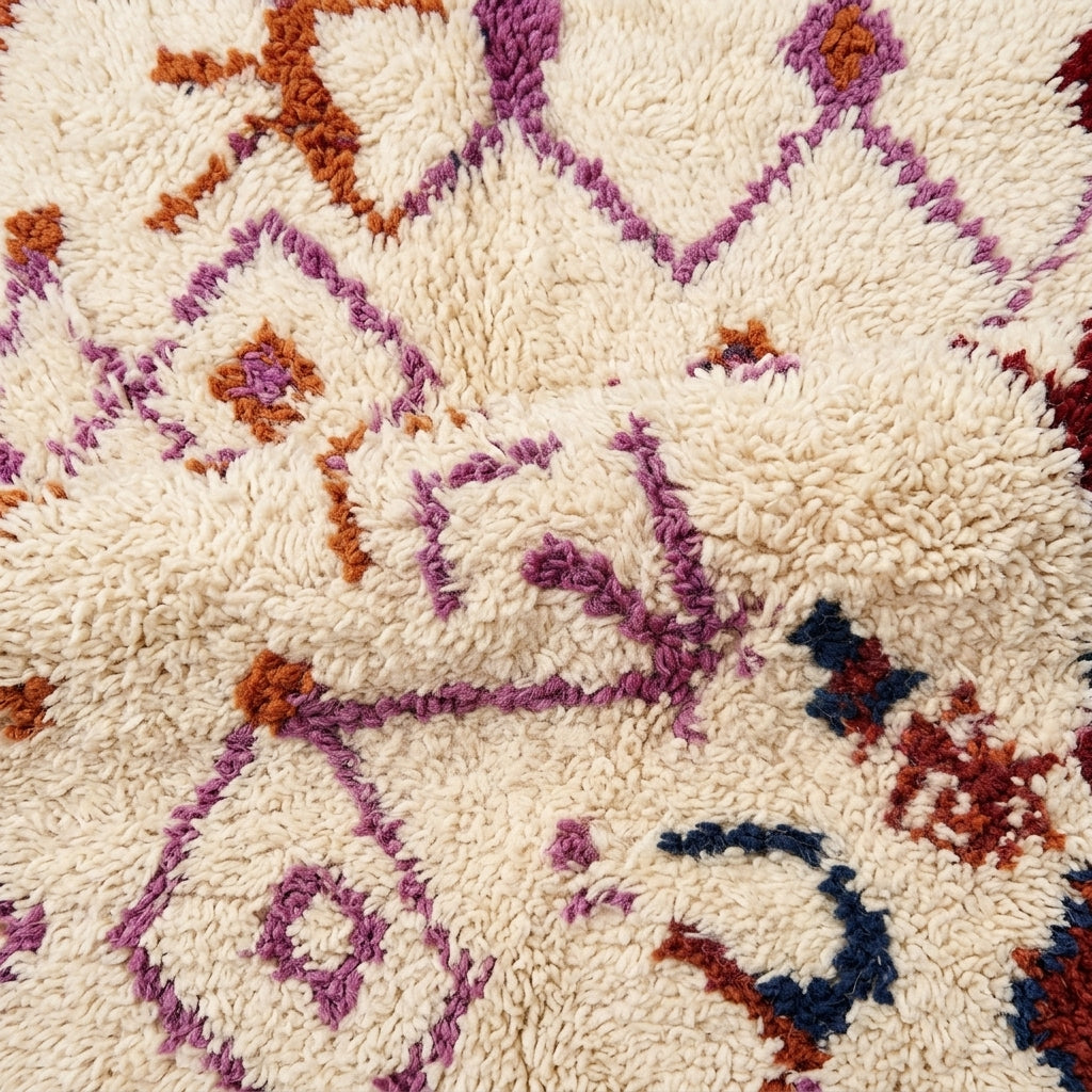 Zigzag Fiesta Azilal rug — wool pile texture close-up