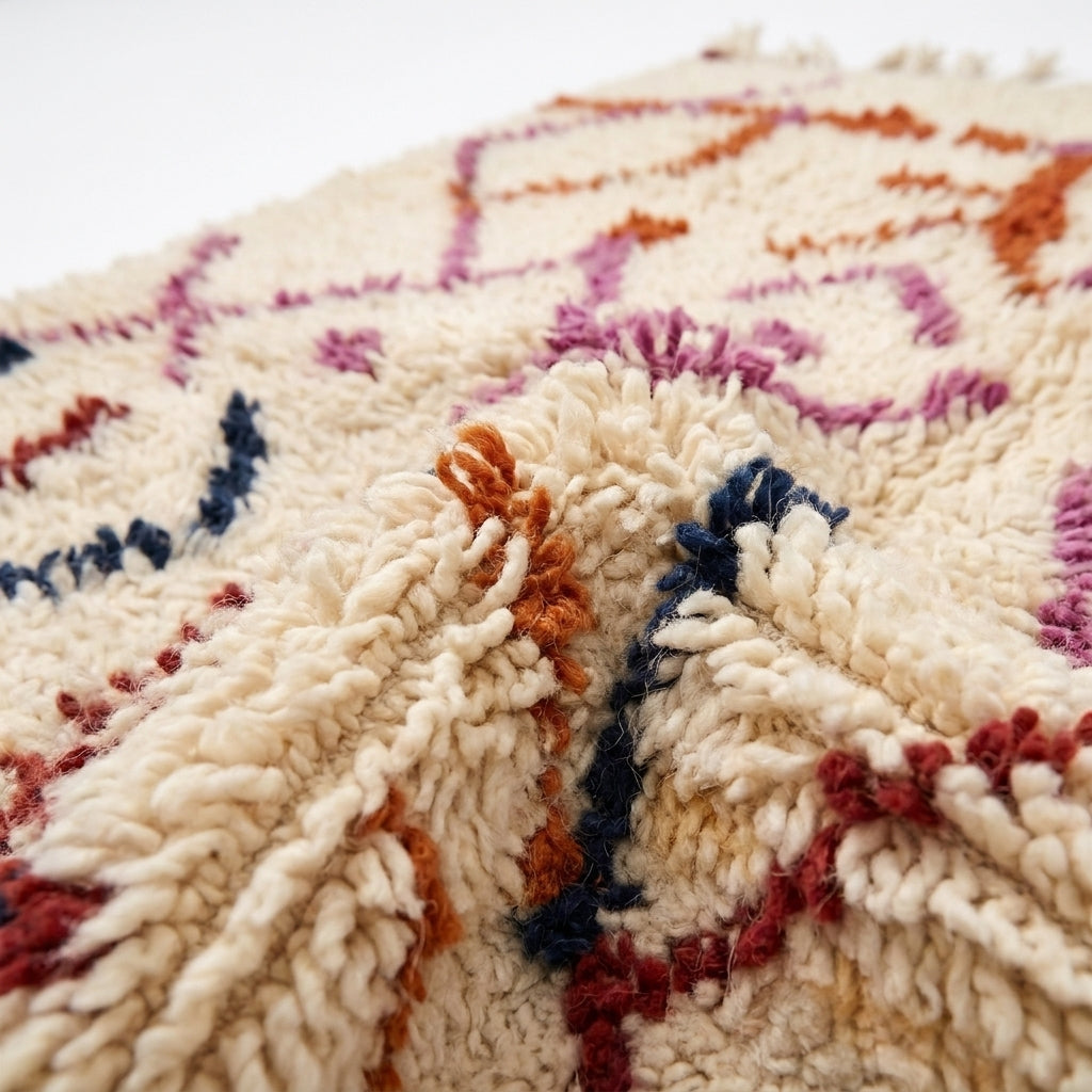 Zigzag Fiesta Azilal rug — wool pile texture close-up