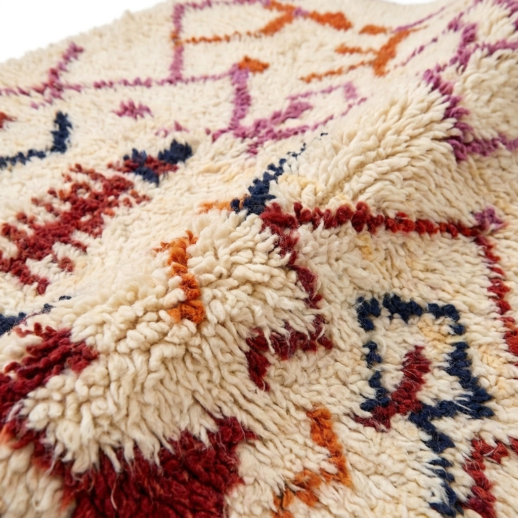 Zigzag Fiesta Azilal rug — wool pile texture close-up